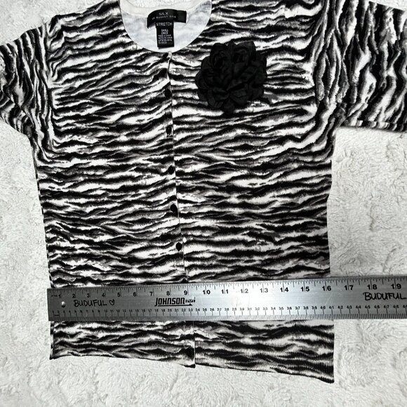 SILX by August Silk Womens Zebra Print Cardigan Sweater Small Black 3/4 Sleeve - Picture 7 of 8